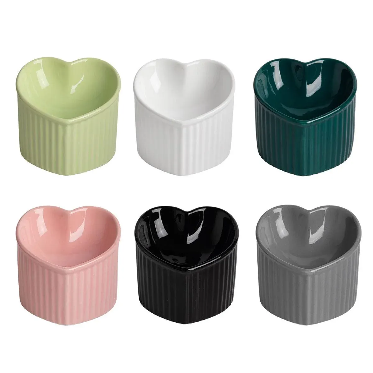 Love Shape Slanted Cat Bowl Ceramic Pet Bowl for Cats Food Water Feeding Dish - Dark… image 3
