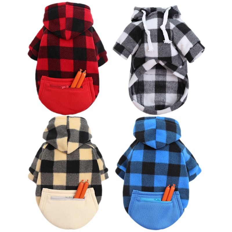 Wonderful Pet Sweater Plaid Zipper Pocket Wool Zipper Pocket…, Blue/Black, L, 35cm image 6