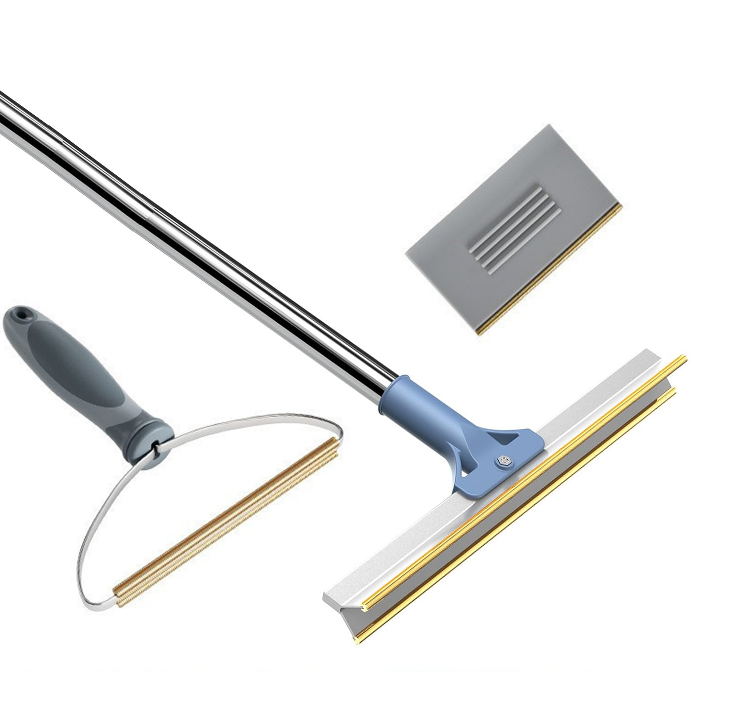 Pet Hair Removal Tool Set - Multi-Purpose Sweeper with Scraper and Handheld Fur…