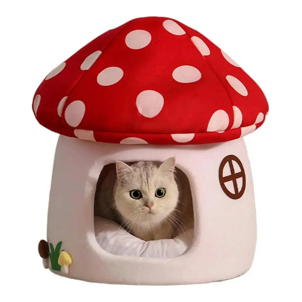 Winter Mushroom Cat House Cozy Sleeping Pet Bed for Cats Indoor Warm Pet House image 14