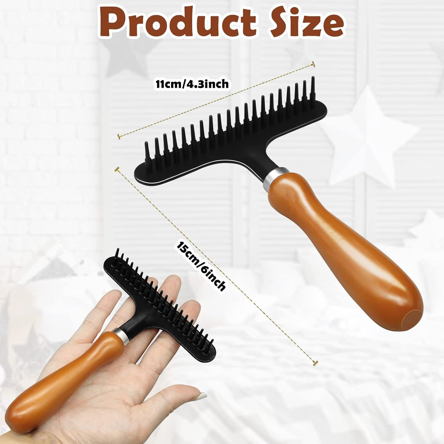 Portable Carpet Rake for Matted and Shag Rugs, Black, 15.2 × 11cm image 2