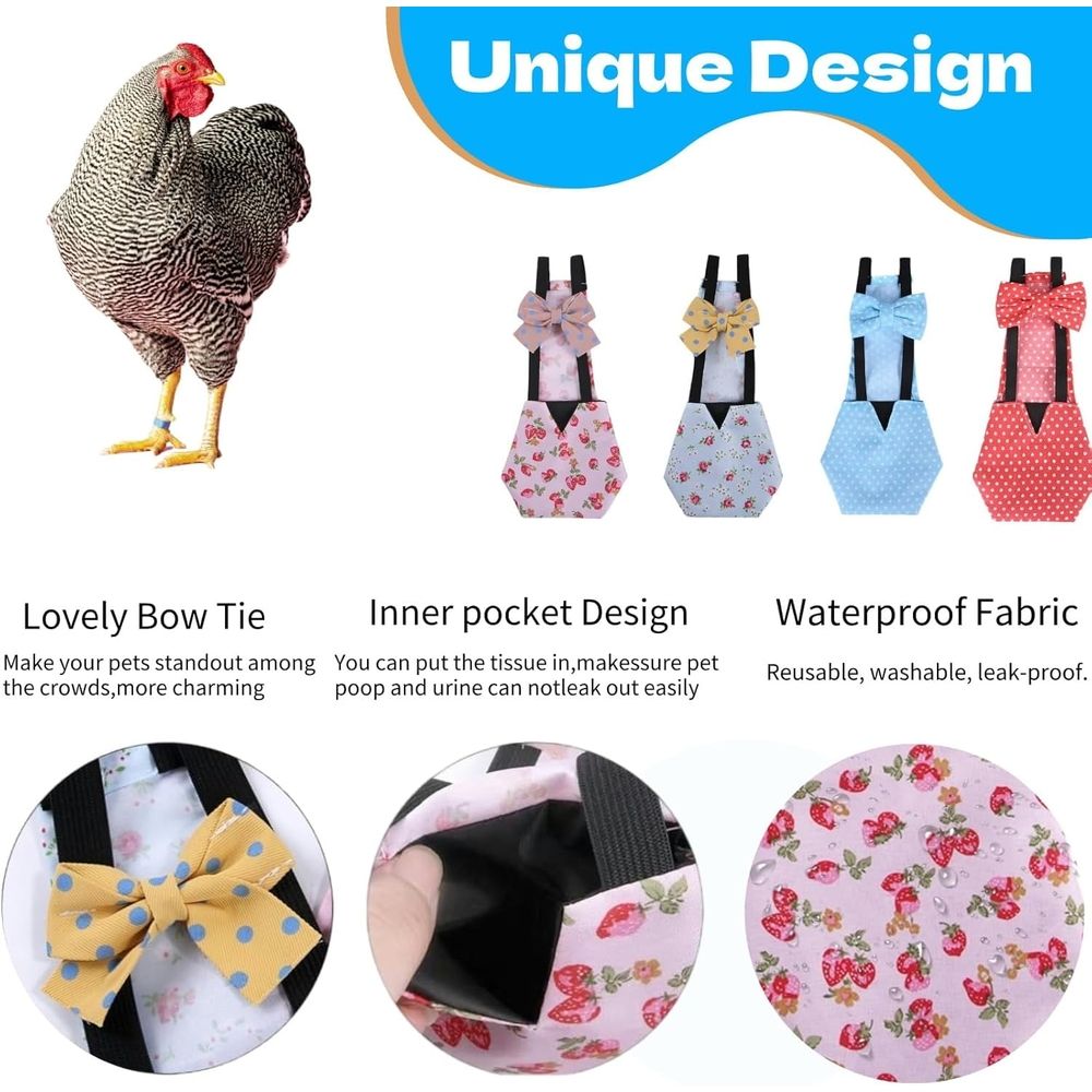 3Pcs Washable Chicken Diapers for Hens image 3