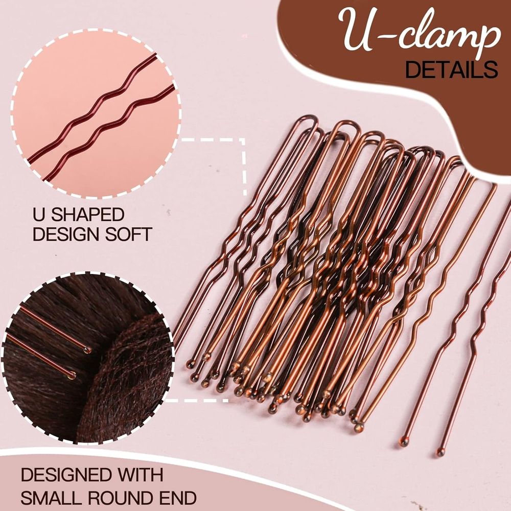 Hair Accessories Set –50PCS Invisible Mesh Hair Nets & 50PCS U Shaped Hair Pins for… image 3