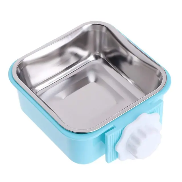 Stainless Steel Removable Hanging Food Water Bowl Crate Coop Cup