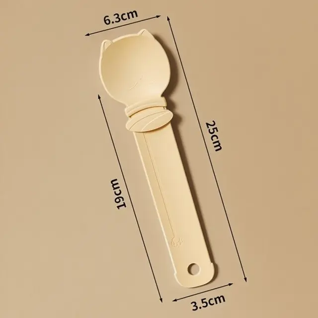 Cat Treat Spoon, Squeezer for Cat Puree Snacks, Cat Strip Feeding Spoon—Beige