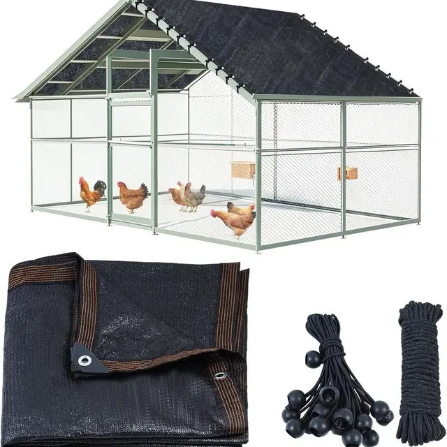 Chicken Coop Cover 90% Sunblock Shade Cloth for Poultry Cages Black Polyethylene UV…