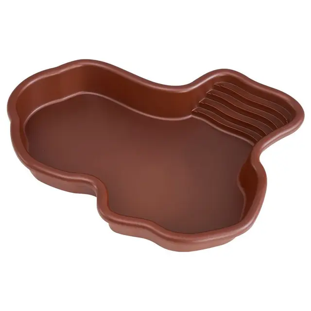 Extra Large Reptile Bathing Pool Reptile Feeding Dish Water Bowl with Ramp…, Brown