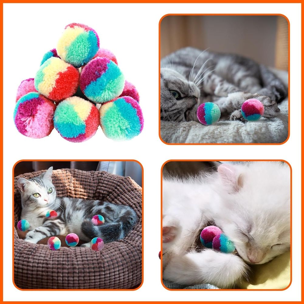 25Pcs Colorful Cat Pom Pom Ball Toys, 1.2 in, 25 Piece image 5