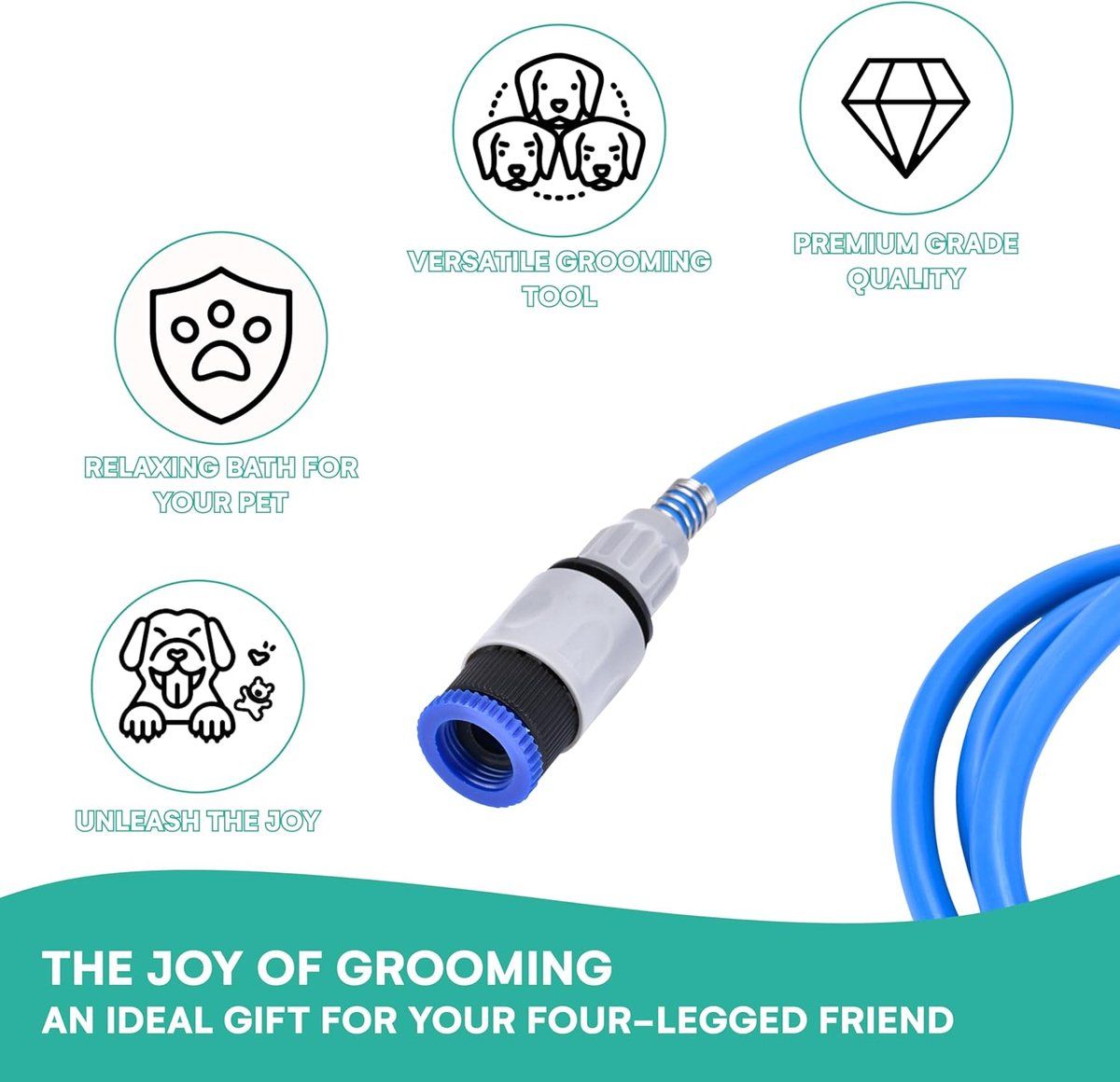 Pet Shower Head with Bath Brush 2 in 1 Dog and Cat Washing Sprayer with Hose…, Blue image 5