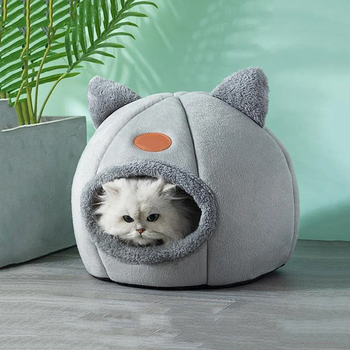Cat Bed Winter Warm Enclosed Pet House Cozy Indoor Sleeping Nest for Cold Weather - XL image 5