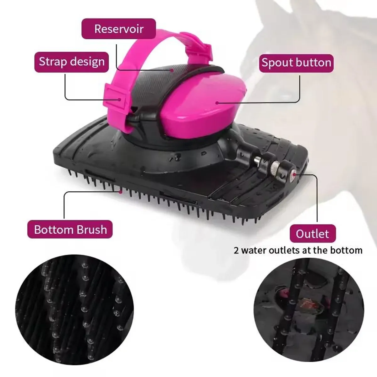 Horse Bath Brush Grooming Massage Comb Soft Bristle Cleaning Tool For Equine Use image 8