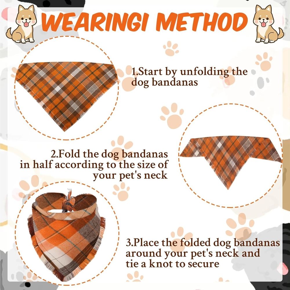 Costumes 5 Pack Thanksgiving Christmas Dog Bandanas with Tassels Edges Classic Plaid… image 4