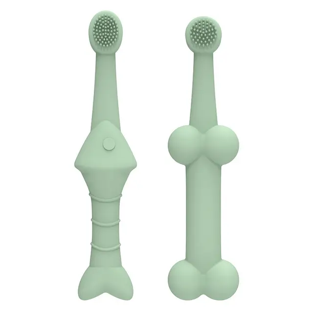 6 x Silicone Pet Toothbrush (3 Fish shape and 3 Bone shape) Green Gentle Food-Grade…