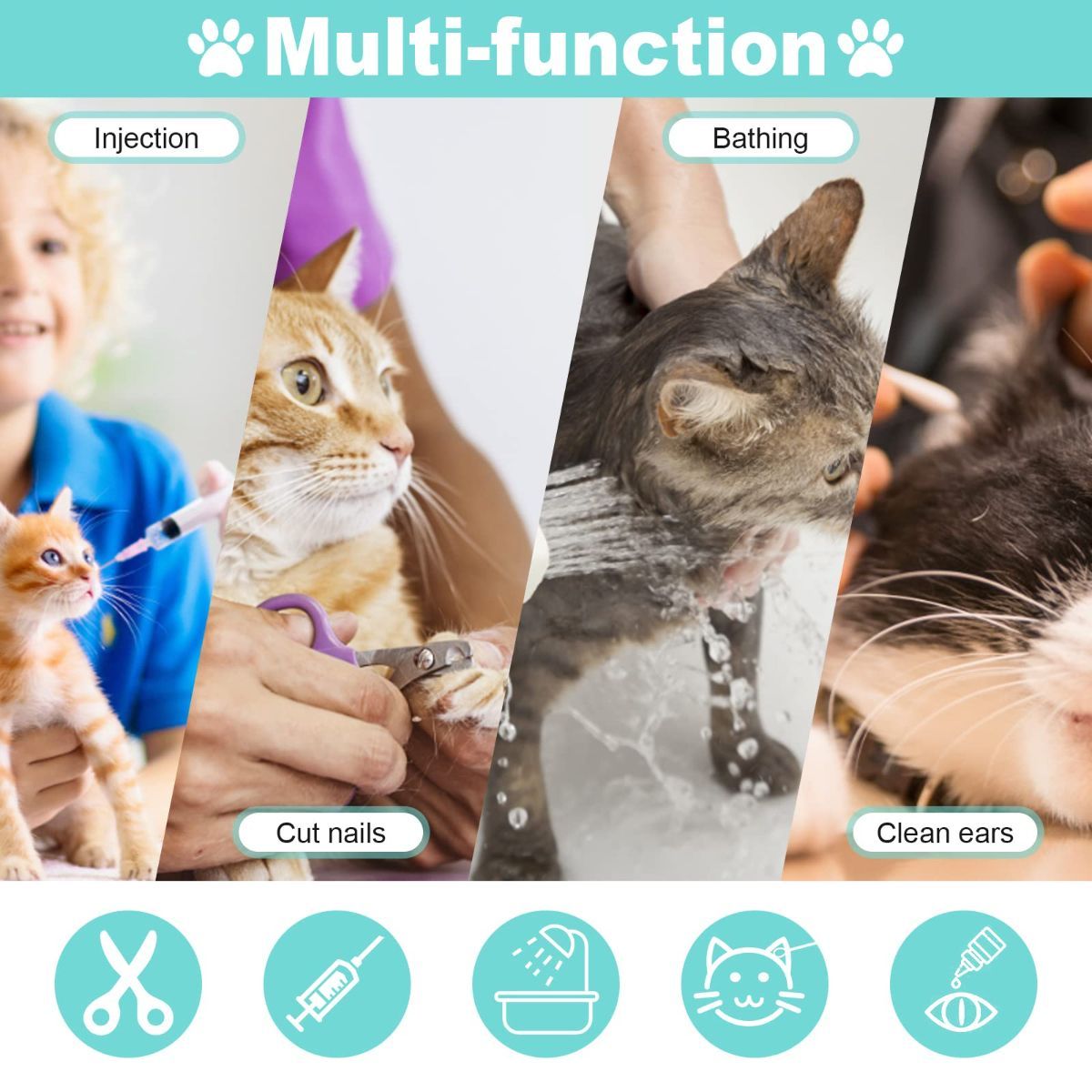 1 Pcs Cat Bathing Bag - Adjustable Cat Washing Net Anti-bite & Anti-Scratch Cat Shower… image 7
