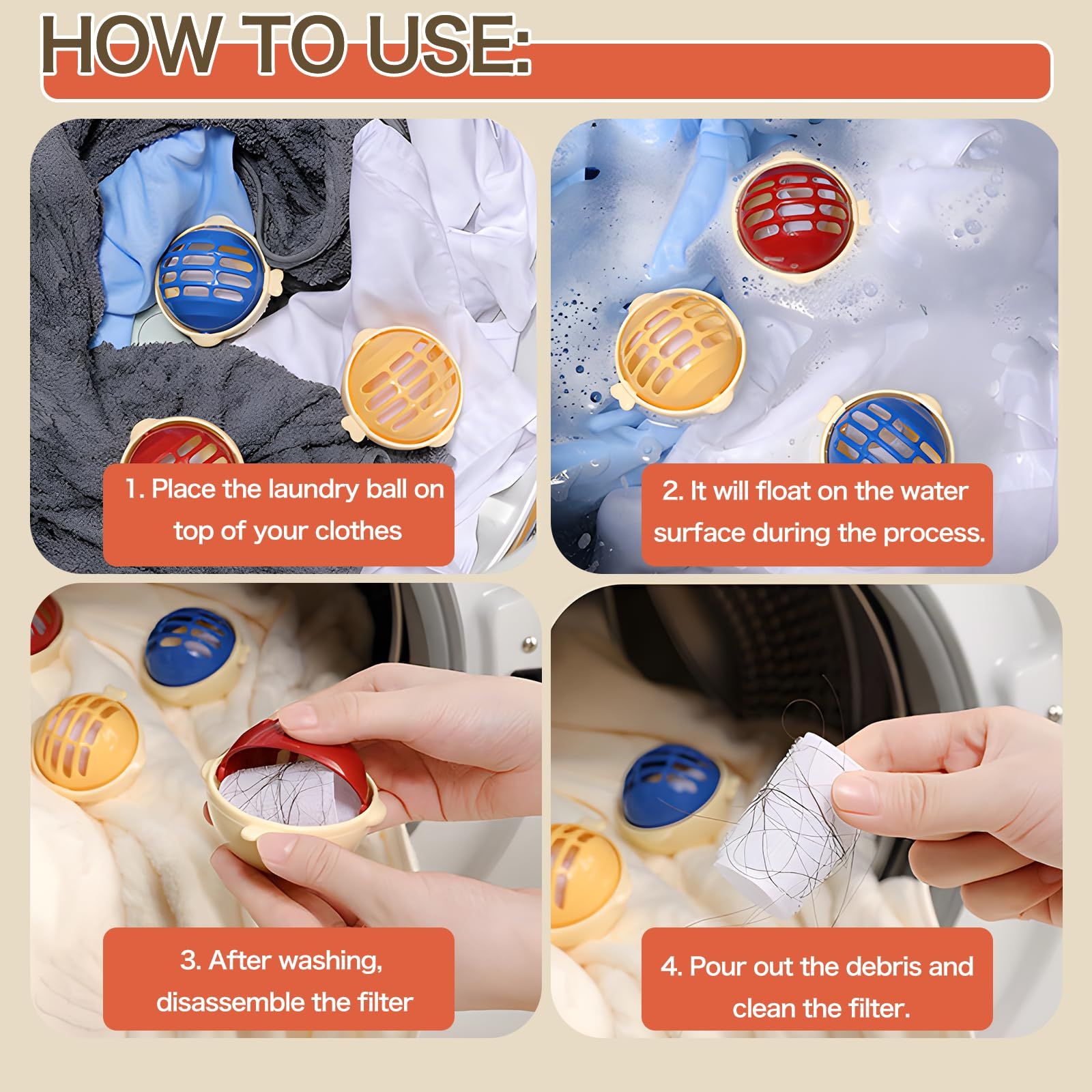 3-Pack Reusable Pet Hair Remover Balls for Cat Hair and Lint image 3