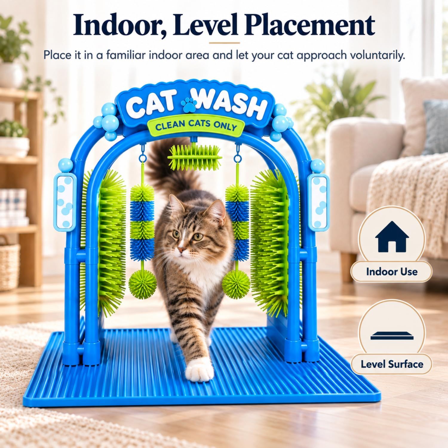 Indoor Cat Self-Grooming Arch: Gentle Dry Massage & Hair Removal For Your…, Blue image 6