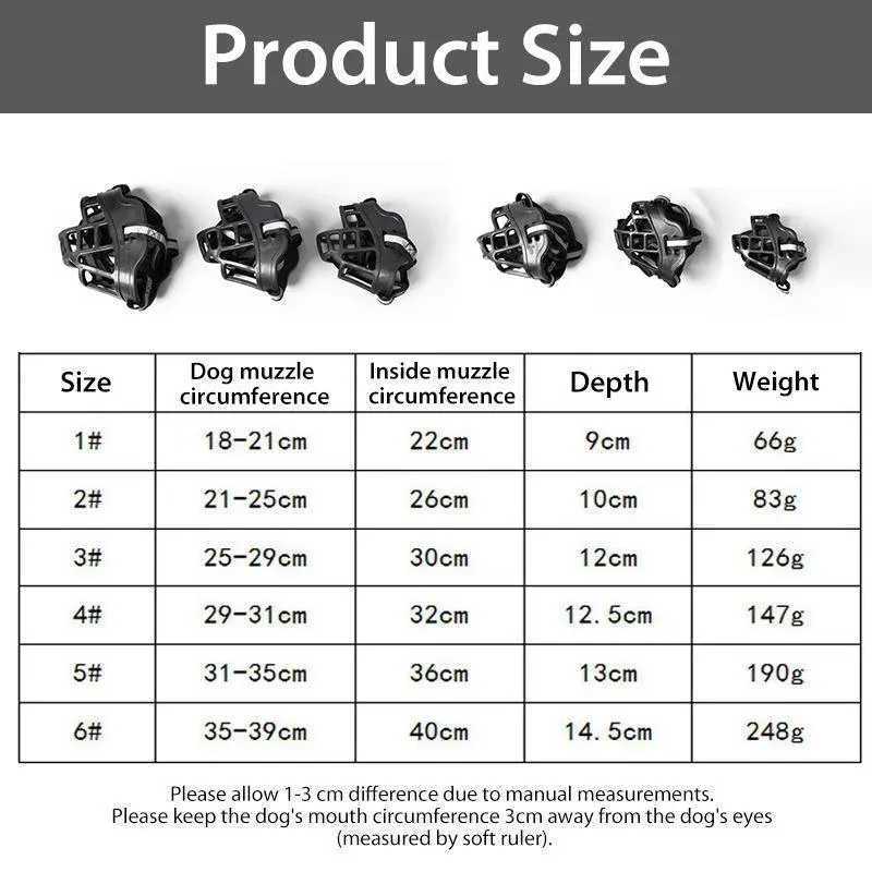 6 Sizes Adjustable Pet Dog No Bite Silicone Basket Muzzle Cage Mouth Mesh Cover - 6# image 9