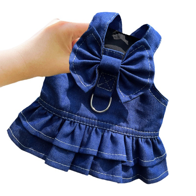 Pet Denim Harness Dress Set (2 Pieces) – 3XL Size (70cm Chest for 20-36 lb Pets) with… image 4