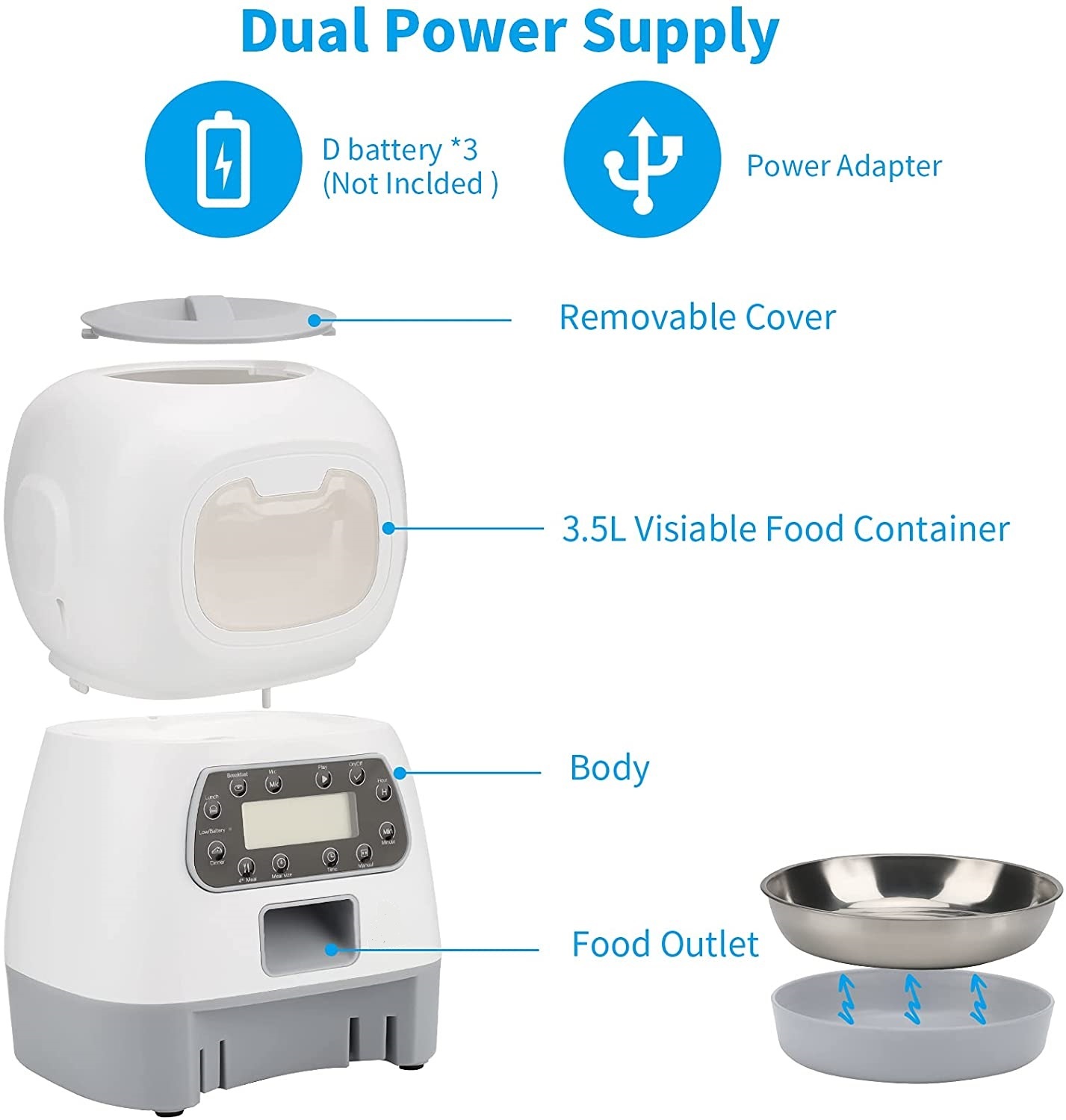 YES4PETS 3.5L Visible Automatic Digital Pet Dog Cat Feeder Food Bowl Dispenser image 3