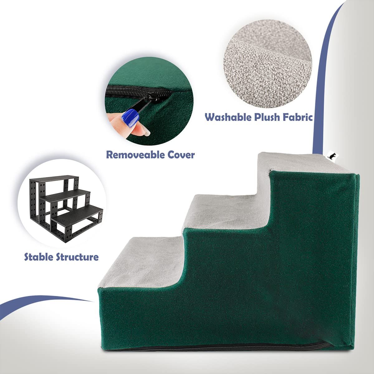Enjoying Dog Stairs for High Bed and Couch Pet Steps for Small Dogs Short…, Green/Grey image 3