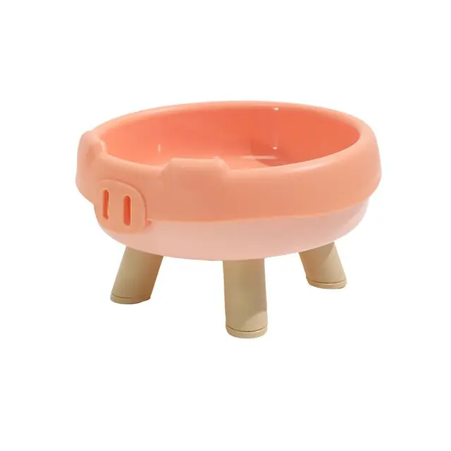 2 Pack Pink Elevated Pet Food Bowl - Cute Pig Design Raised Feeder for Cats and Small…