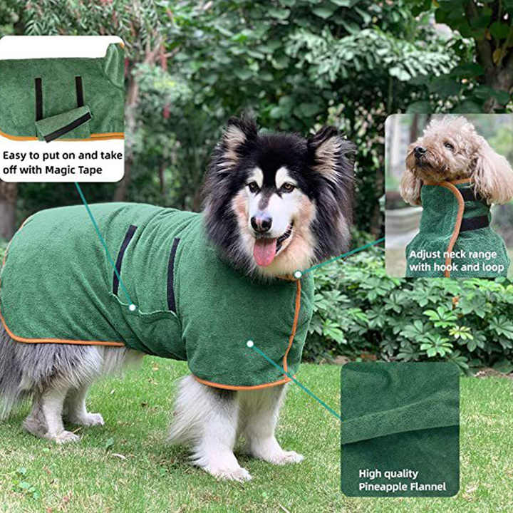 S Grey Pet Dog Quick-Dry Bathrobe - Absorbent Towel Robe for Medium and Large Dogs image 4
