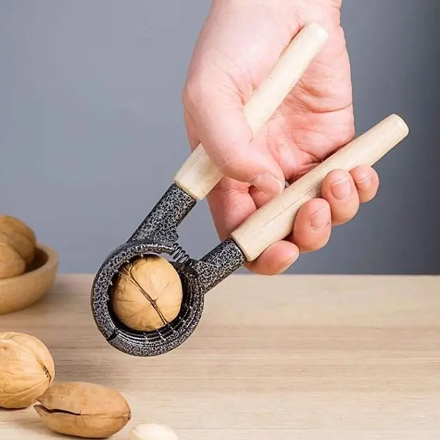 1Pc Nut Shell Cracker with Assorted Color Wooden Handle for Walnut Chestnut Use