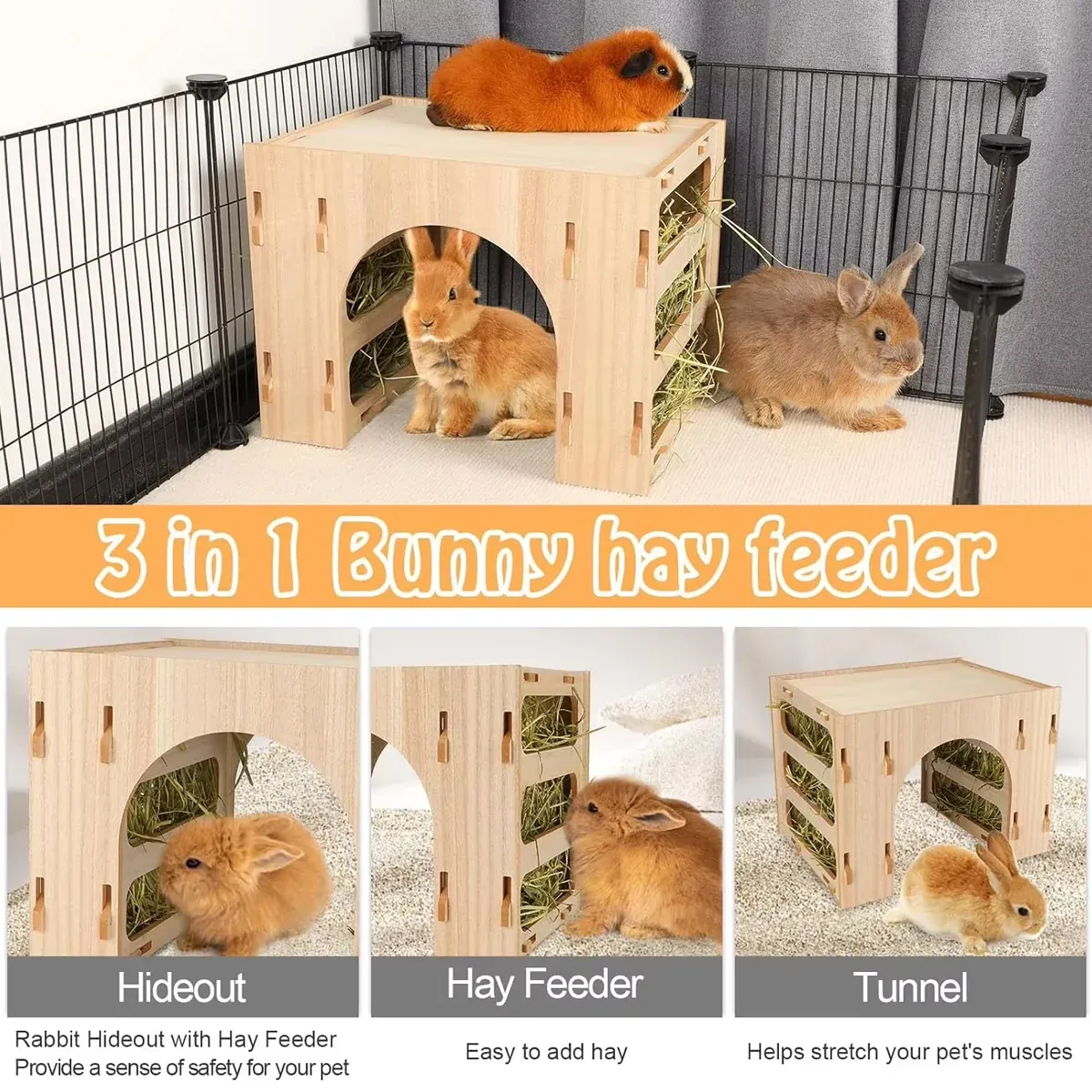 3 in 1 Hay Handmade Pet Feeder Universal Model for Small Animals Easy to Clean image 5