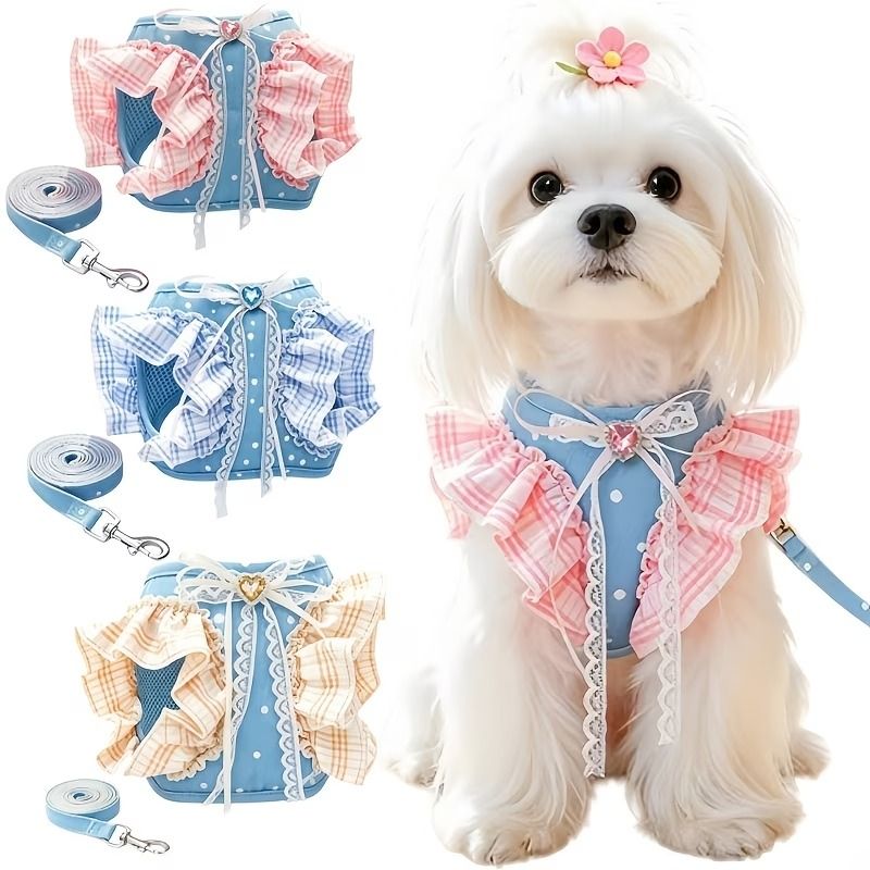 Pet Denim Harness Leash Set Breathable Adjustable Escape Proof for Small Medium Dogs… image 2