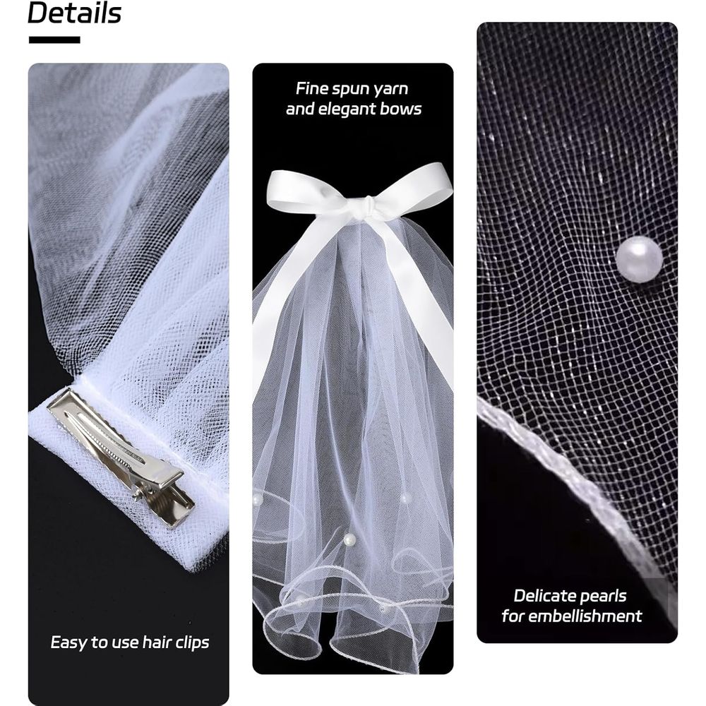 Dog Veil Dress Bridal Wear Pet Wedding Veil with Clip, White, S image 3