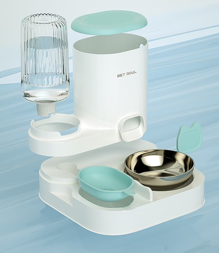 2-in-1 Automatic Cat Feeder and Water Dispenser for Pets, Green image 10