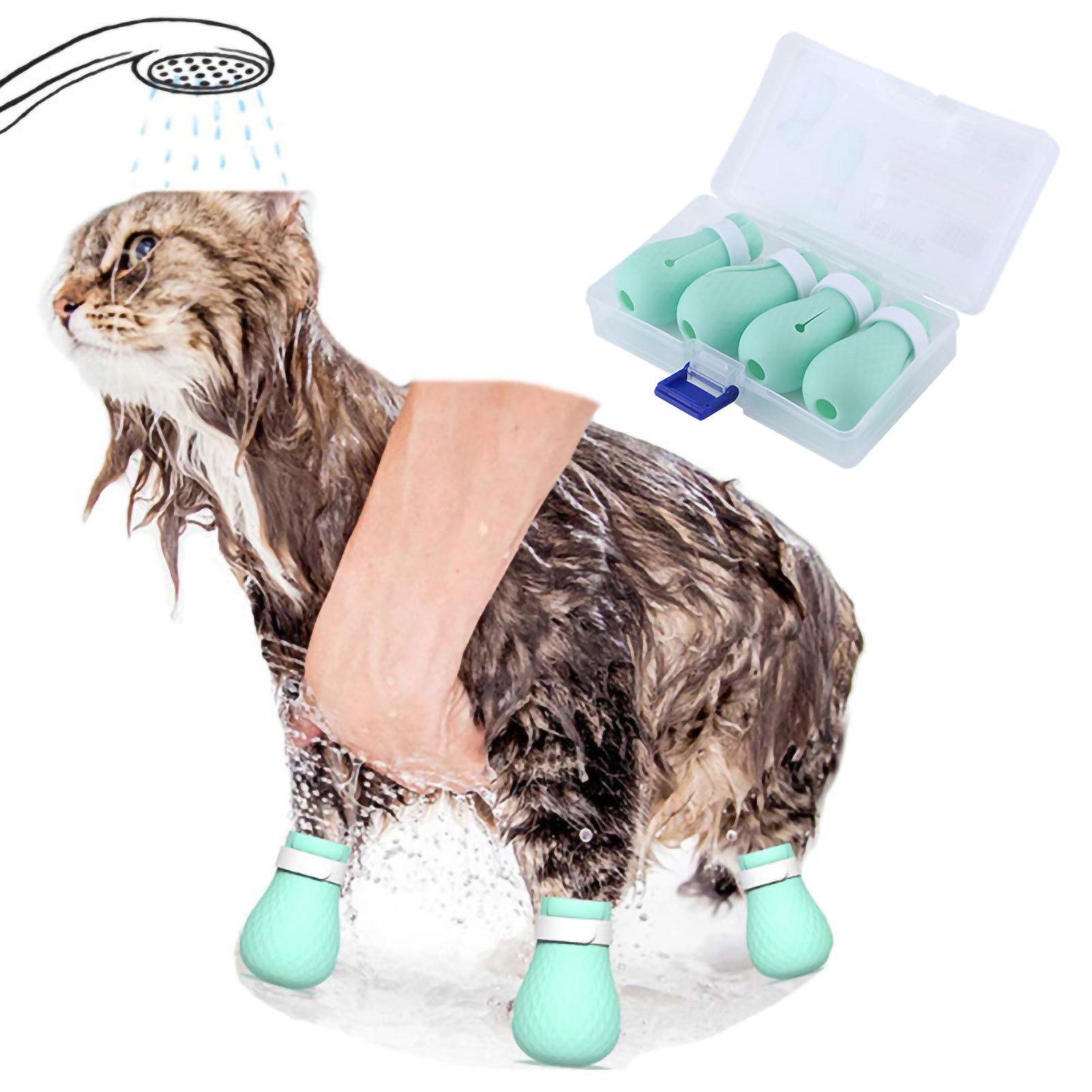 4Pcs Set Silicone AntiScratch Pet Cat Paw Protector for Bathing Barbering Grooming… image 9