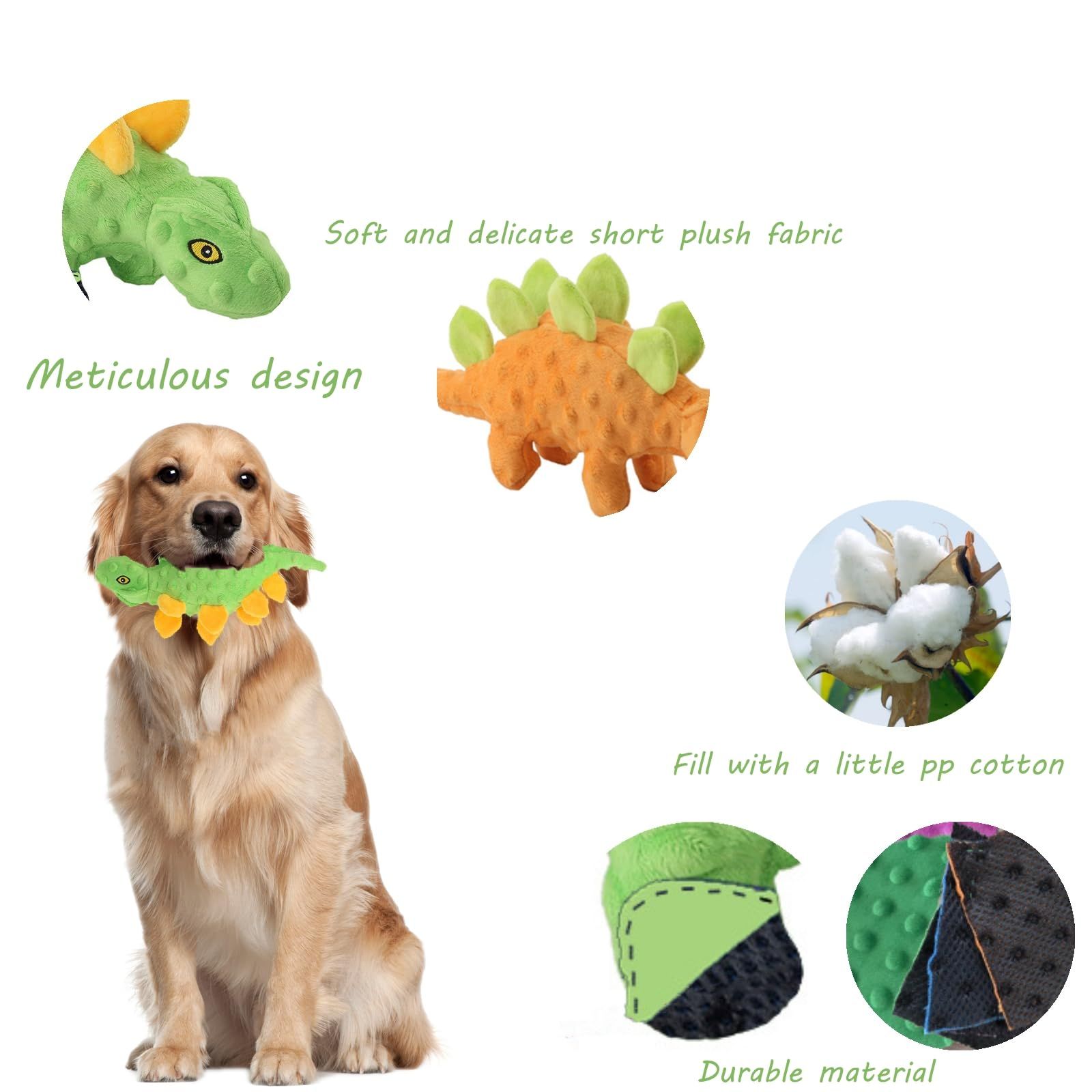 Squeaky Dog Toys for Puppy -No Stuffing Durable Plush Dog Toy with Crinkle Paper image 2