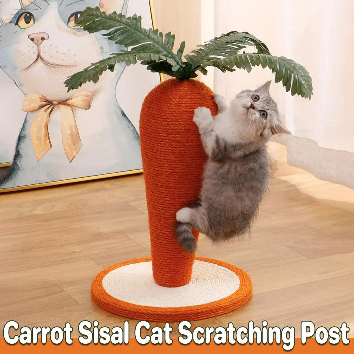 Carrot Cat Scratching Post Vertical Climbing Frame Interactive Toy for Cats image 13