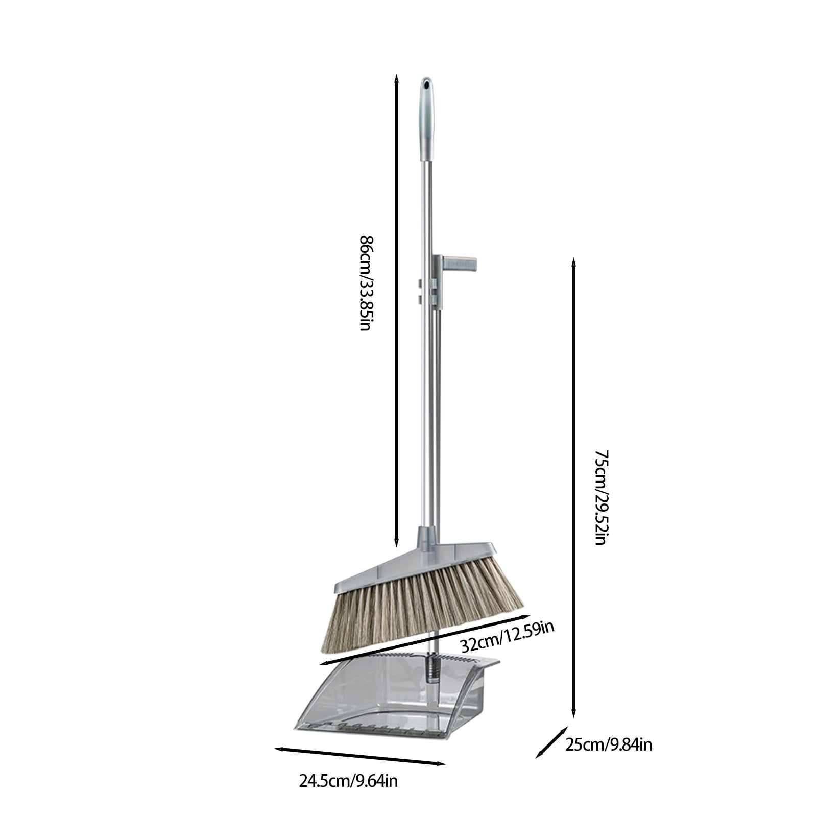 Broom and Dustpan Set with Long Adjustable Handle for…, Gray, 12.2 × 11.42 × 3.74in image 3
