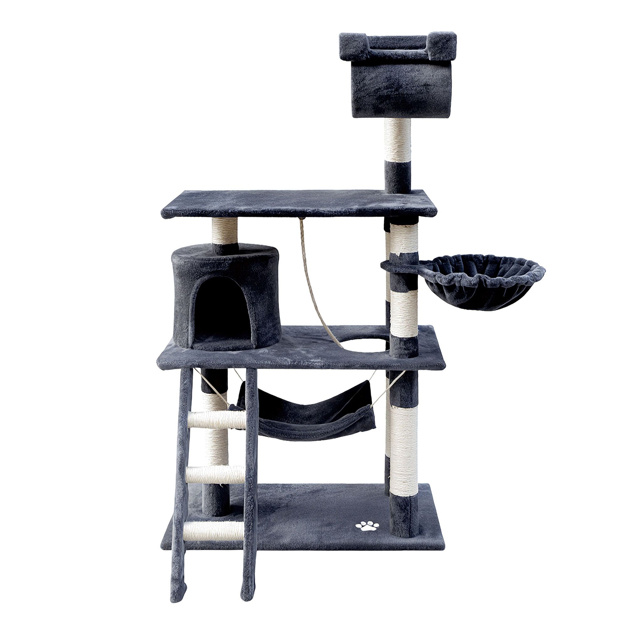 i.Pet Cat Tree 141cm Tower Scratching Post Scratcher Condo Wood House Bed Grey image 4