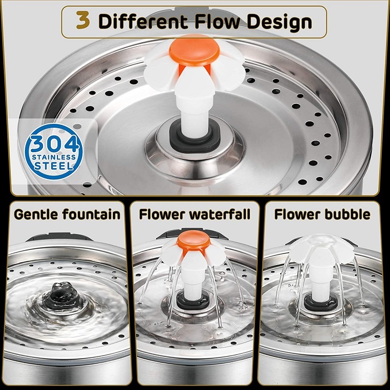 YES4PETS Automatic Electric Pet Water Fountain Dog Cat Stainless Steel Feeder Bowl… image 9