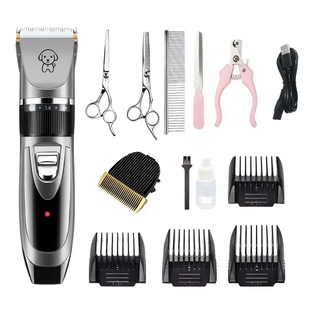 Electric Dog Cat Grooming Kit Pet Hair Shaver Trimmer Cordless Scissors Clipper Spare…