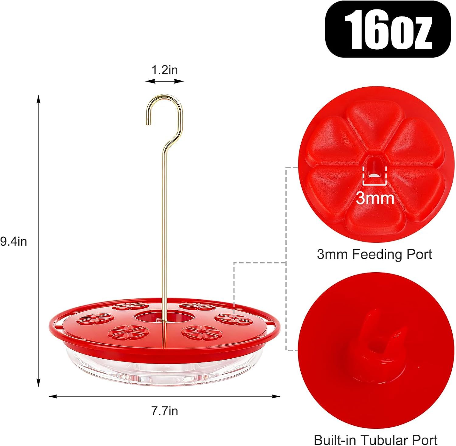 2 Pack Hummingbird Feeders for Outdoors Hanging, Red image 5