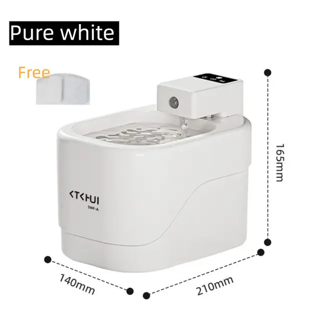 Pure White Smart Motion Sensor Wireless Pet Water Fountain - 2L Cordless Quiet…