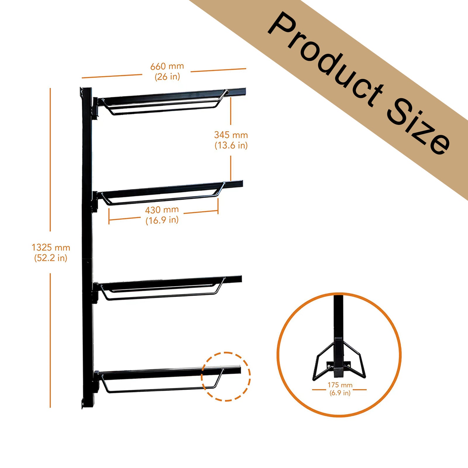 Samland Foldable 4-Tier Saddle Rack Wall Mounted Saddle Stand Space-Saving Steel… image 3