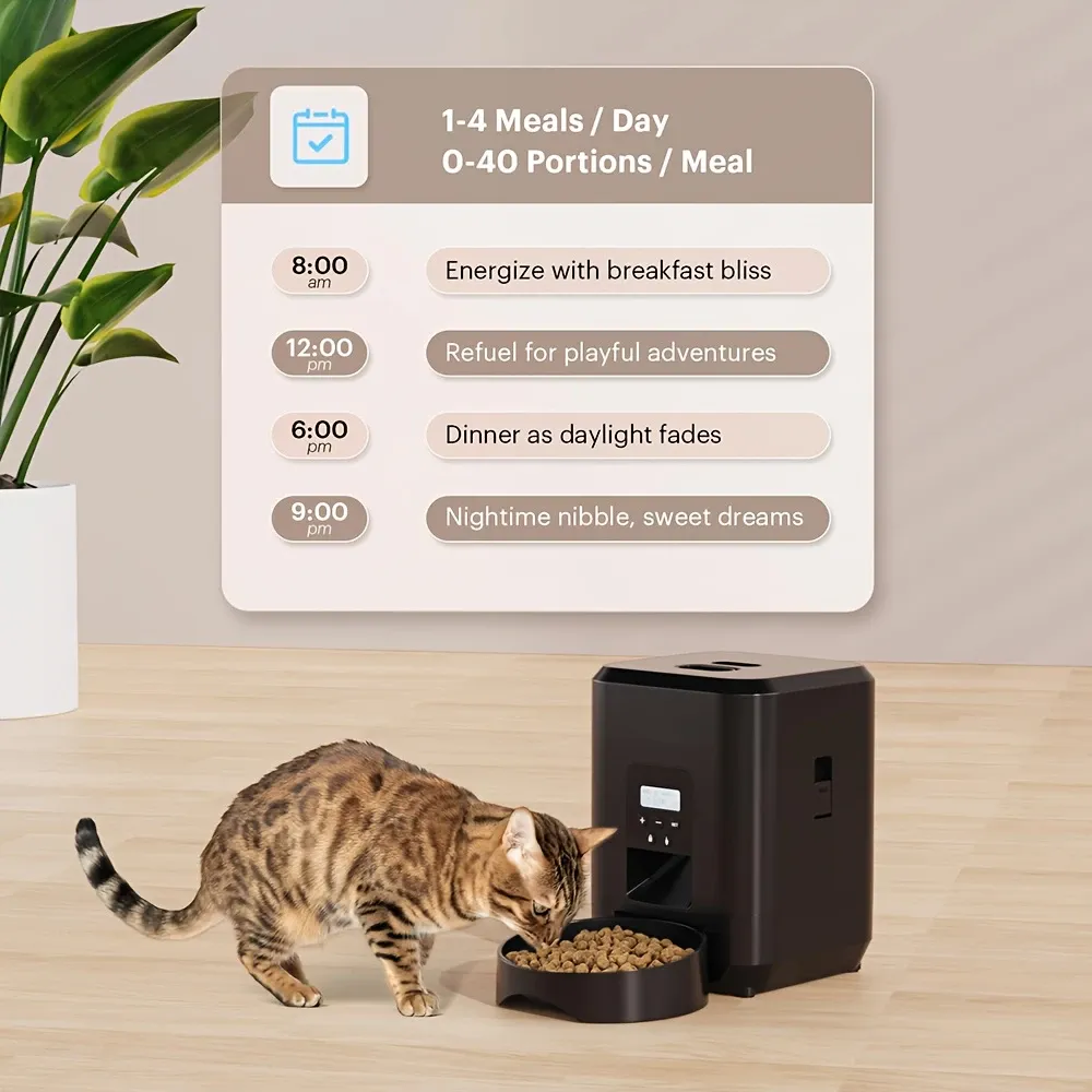 Timed Pet Feeder 2L Programmable Portions, Black image 4