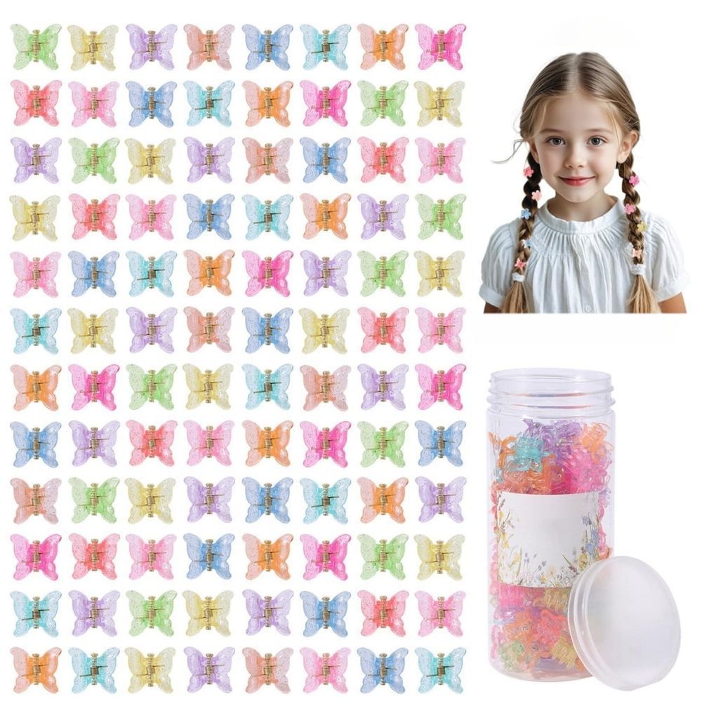 100Pcs Cute Mini Butterfly Hair Clips for Women