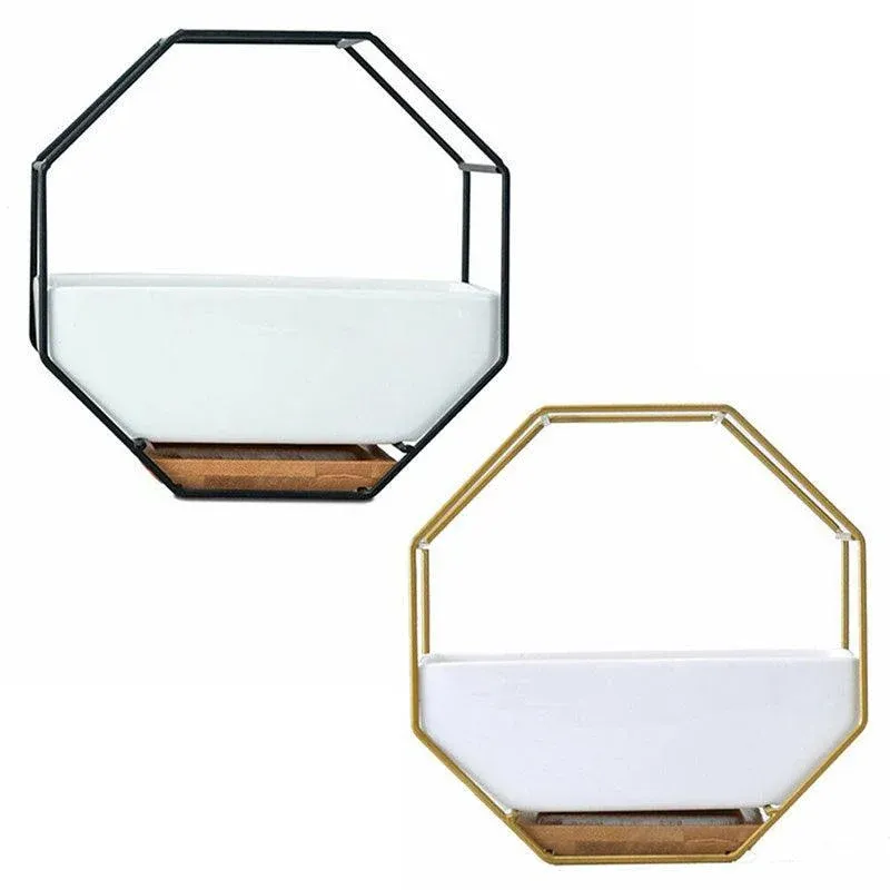 Wall Hanging Succulent Planter Pot Indoor Outdoor Flower Plant Vase Garden Decor - Gold image 3