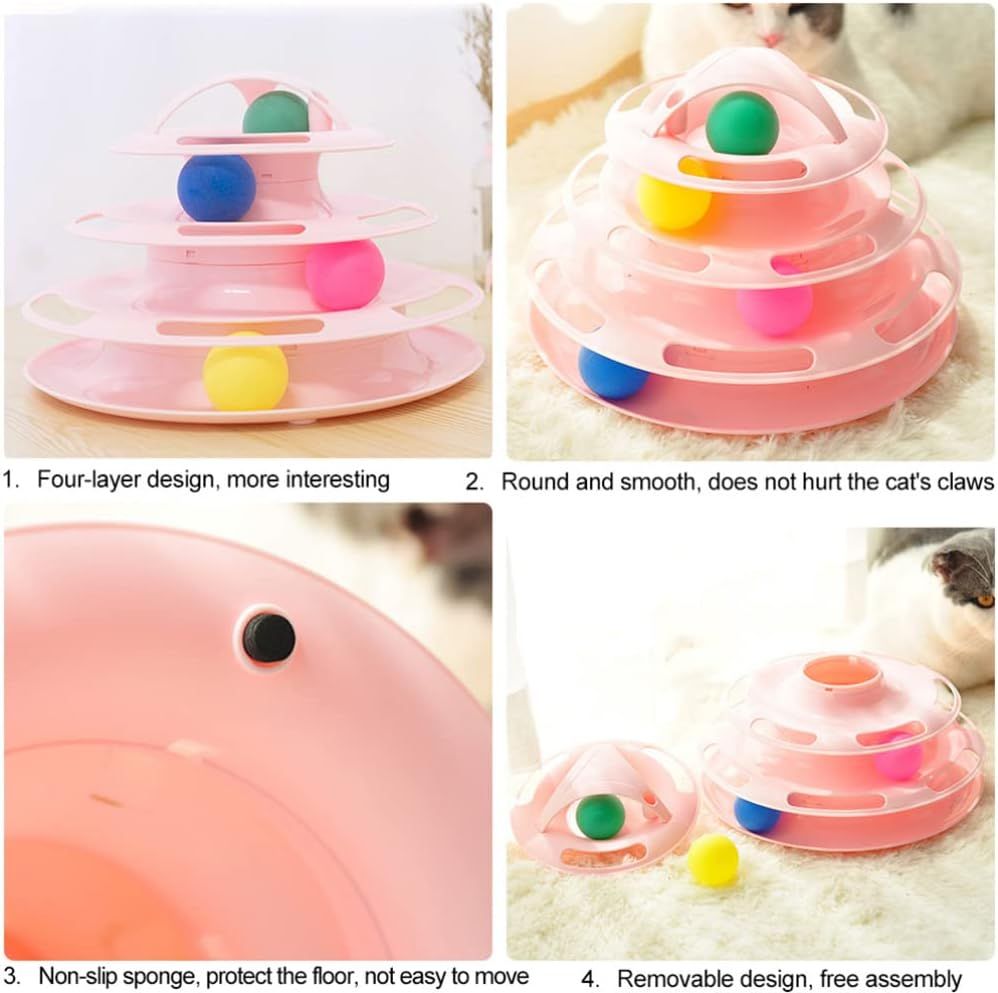 Cat Toy Four Layer Turntable Feather Teaser cat Stick Teaser cat Toy cat Turntable… image 3