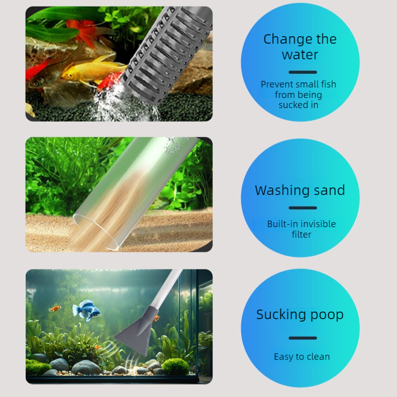 3-in-1 Aquarium Water Change Tool: Sand Cleaning / Waste Removal / Water Change, M image 7