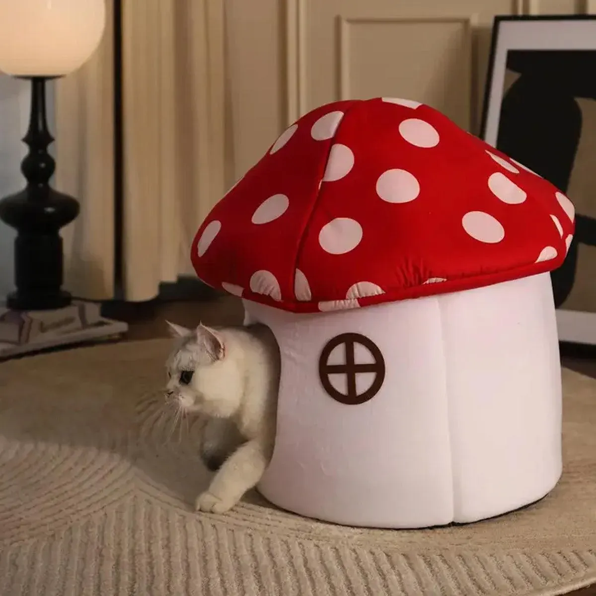 Winter Mushroom Cat House Cozy Sleeping Pet Bed for Cats Indoor Warm Pet House image 13