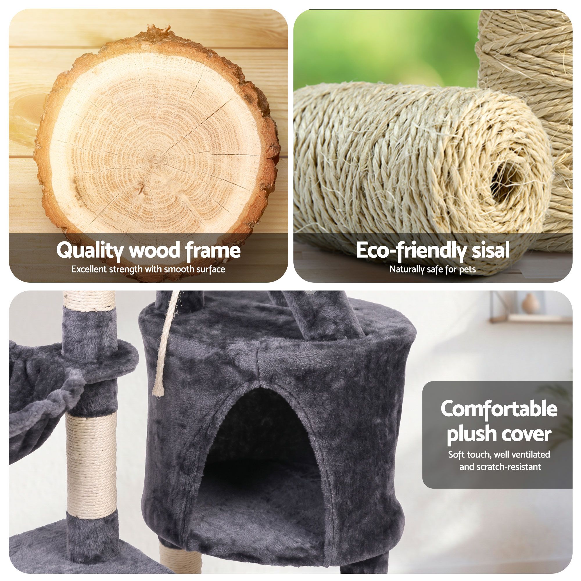 i.Pet Cat Tree 120cm Tower Scratching Post Scratcher Wood Condo House Bed Toys image 8