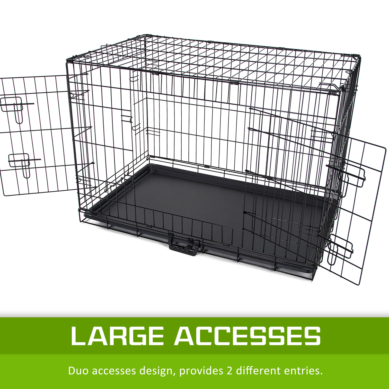 Wire Dog Cage Foldable Crate Kennel 42in with Tray + PINK Cover Combo image 7