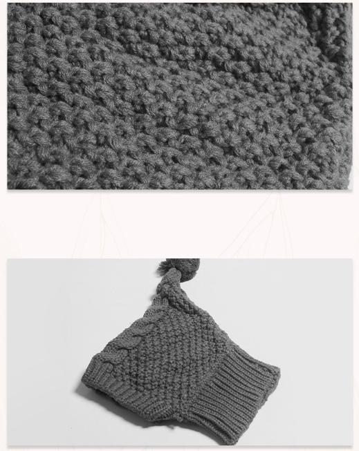 Size L Grey Whimsical Knit Dog Hat with Pom-Pom - Cozy Winter Pet Beanie & Snood image 4